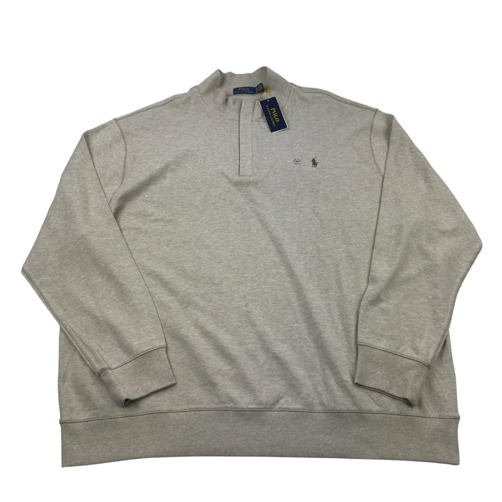 Polo Ralph Lauren ¼ Zip Pullover Sweater Cotton Blend Heather Light Brown 3XB NW